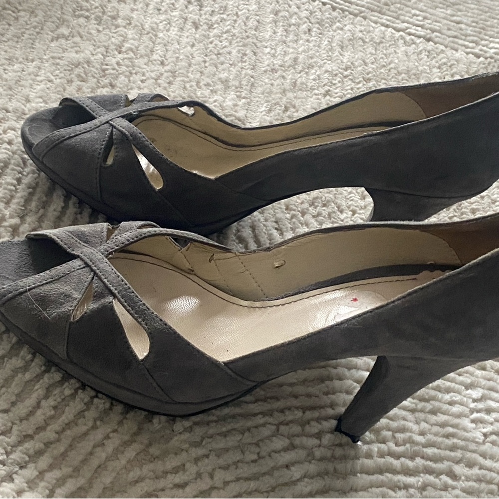 Zara women’s high heel open toe sandals gray suede classic open pumps size 39